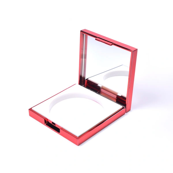 Wholesale High Quality Cosmetic Packaging Empty Plastic Red Round Pan Single Blush Case