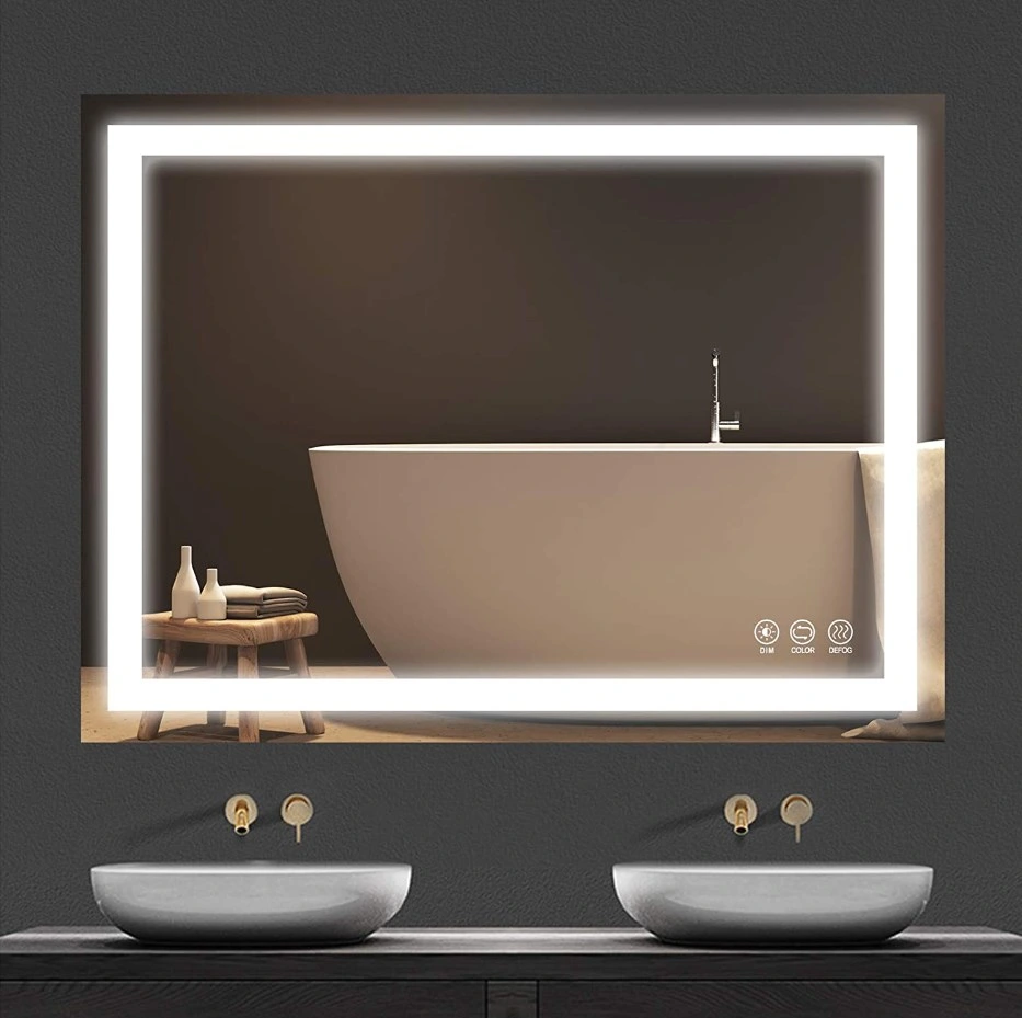Factory Wall Home Decor Decoration Salon Furniture Make up Cosmetic Smart Vanity Bathroom Lighted Illuminated Backlit LED Mirror with Lights Defogger Bluetooth