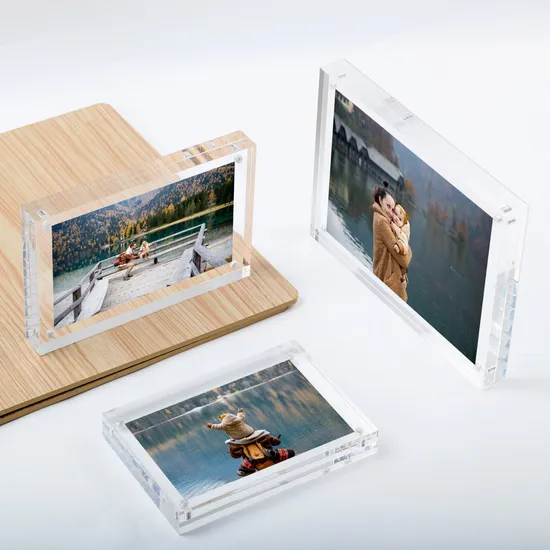 Custom Size 4&times; 6 8&times; 10 5&times; 7 Block Clear Double Sided A3 A4 A5 Desktop Magnetic Acrylic Photo Frame