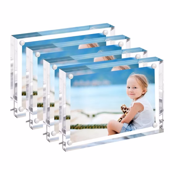 Custom Size 4&times; 6 8&times; 10 5&times; 7 Block Clear Double Sided A3 A4 A5 Desktop Magnetic Acrylic Photo Frame