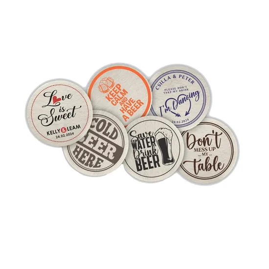 Custom Water Absorbent Pulp Board Beer Coasters