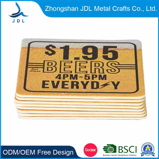 Amazon Hot Selling Custom Logo Design Printed Square Round Disposal Drink Absorbent Paper Coaster