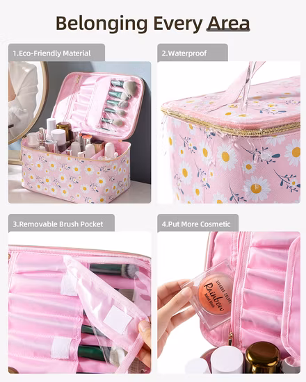 Tulle Black Large-Capacity Toiletry Travel Makeup Cosmetic Bag Organizer Bag Makeup Cosmetic Case