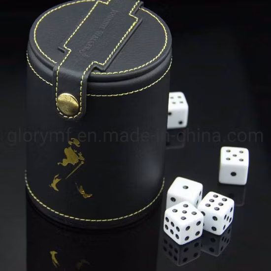 Custmoized Plastic PU Leather Dice Shaker Cup with Lid